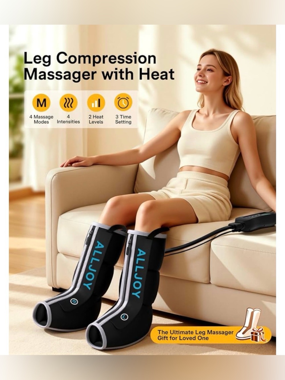 ALLJOY, NIB, Leg Massager with Heat and Compression, Unisex, O/S